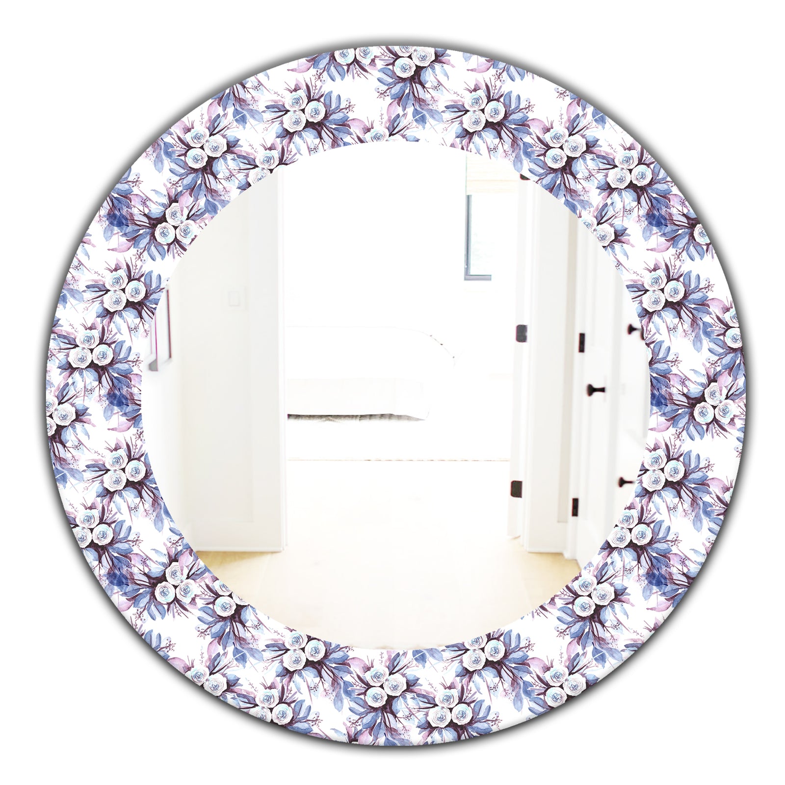 Purple Bloom 3 - Traditional Mirror - Frameless Oval or Round Bathroom Mirror