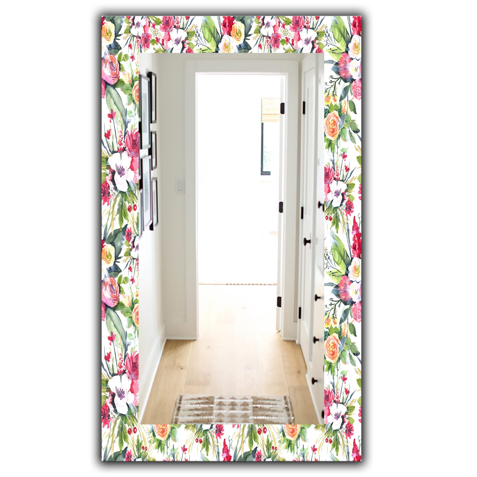 Green Flowers 7 - Traditional Mirror - Wall Mirror