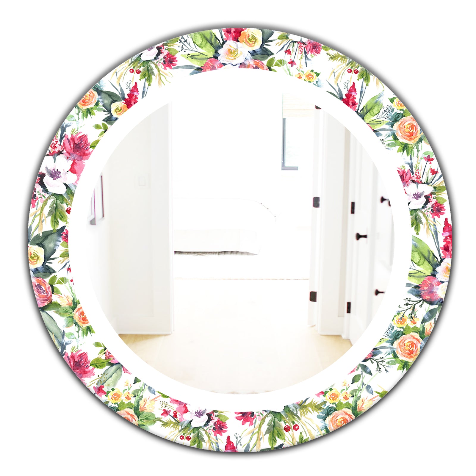 Green Flowers 7 - Traditional Mirror - Oval or Round Wall Mirror