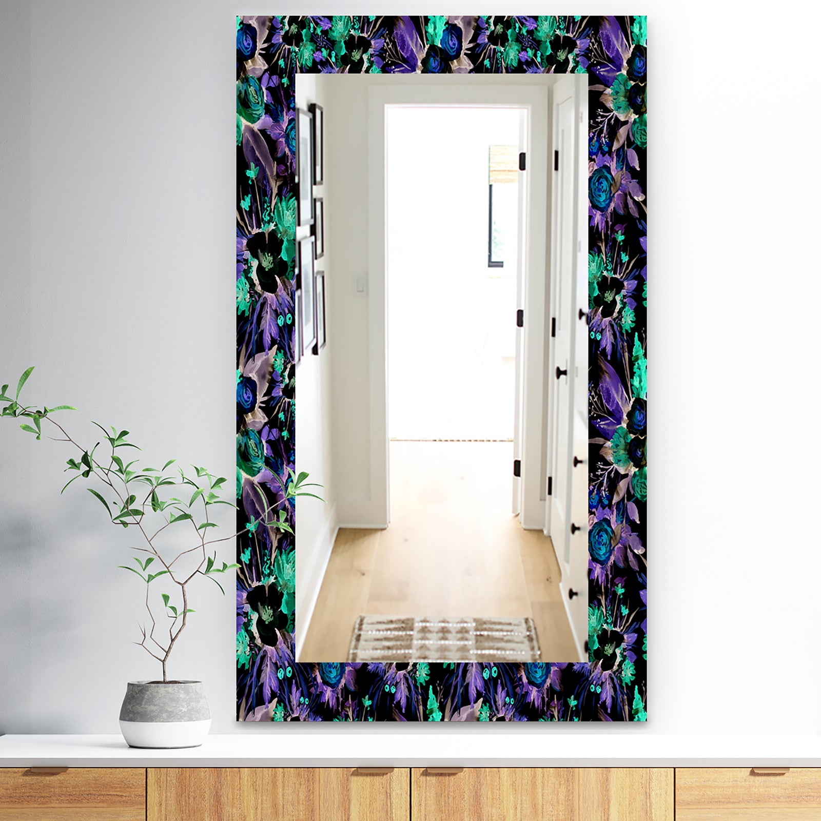 Green Flowers 13 - Traditional Mirror - Wall Mirror