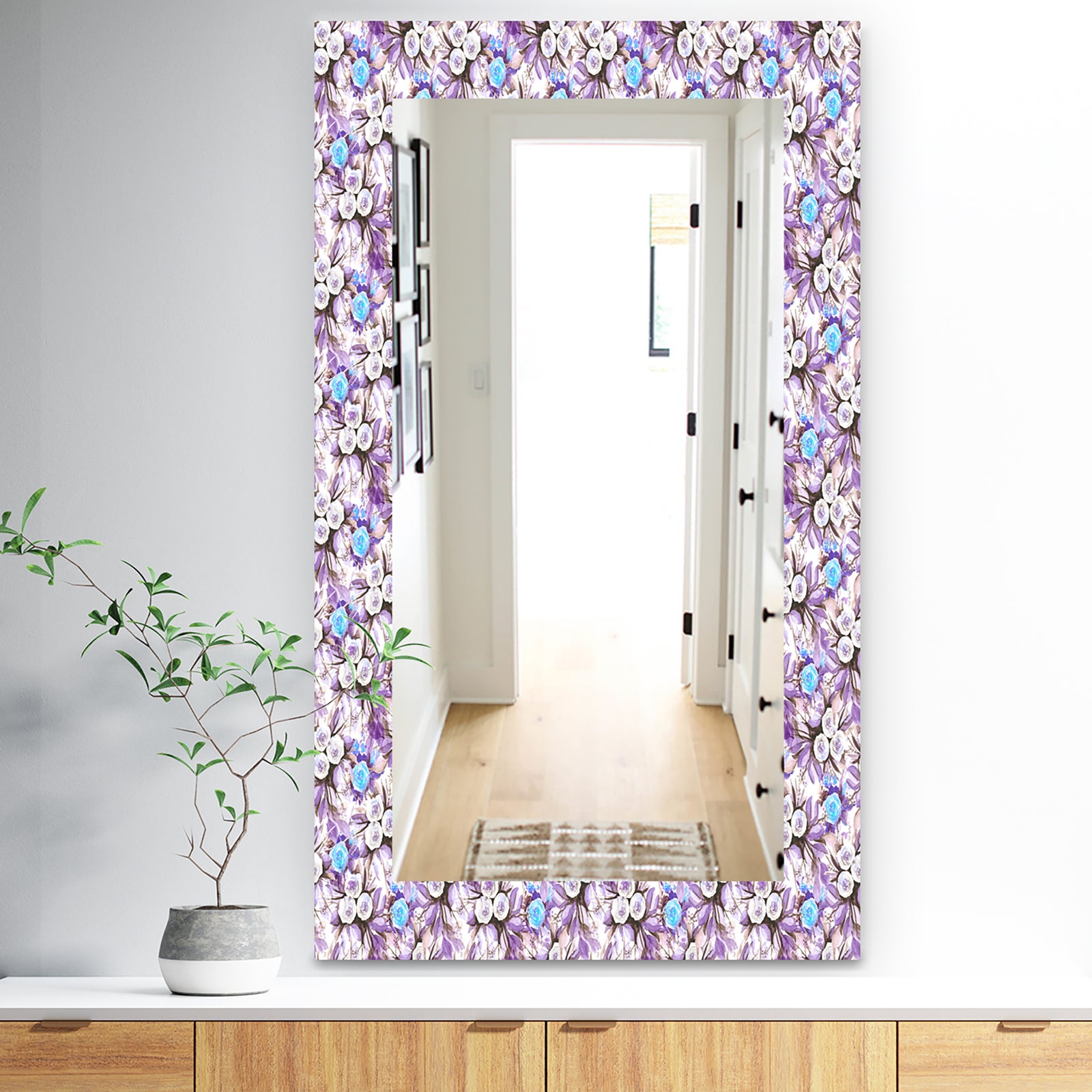 Purple Bloom 5 - Traditional Mirror - Frameless Vanity Mirror