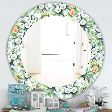 Green Flowers 8 - Traditional Mirror - Oval or Round Wall Mirror