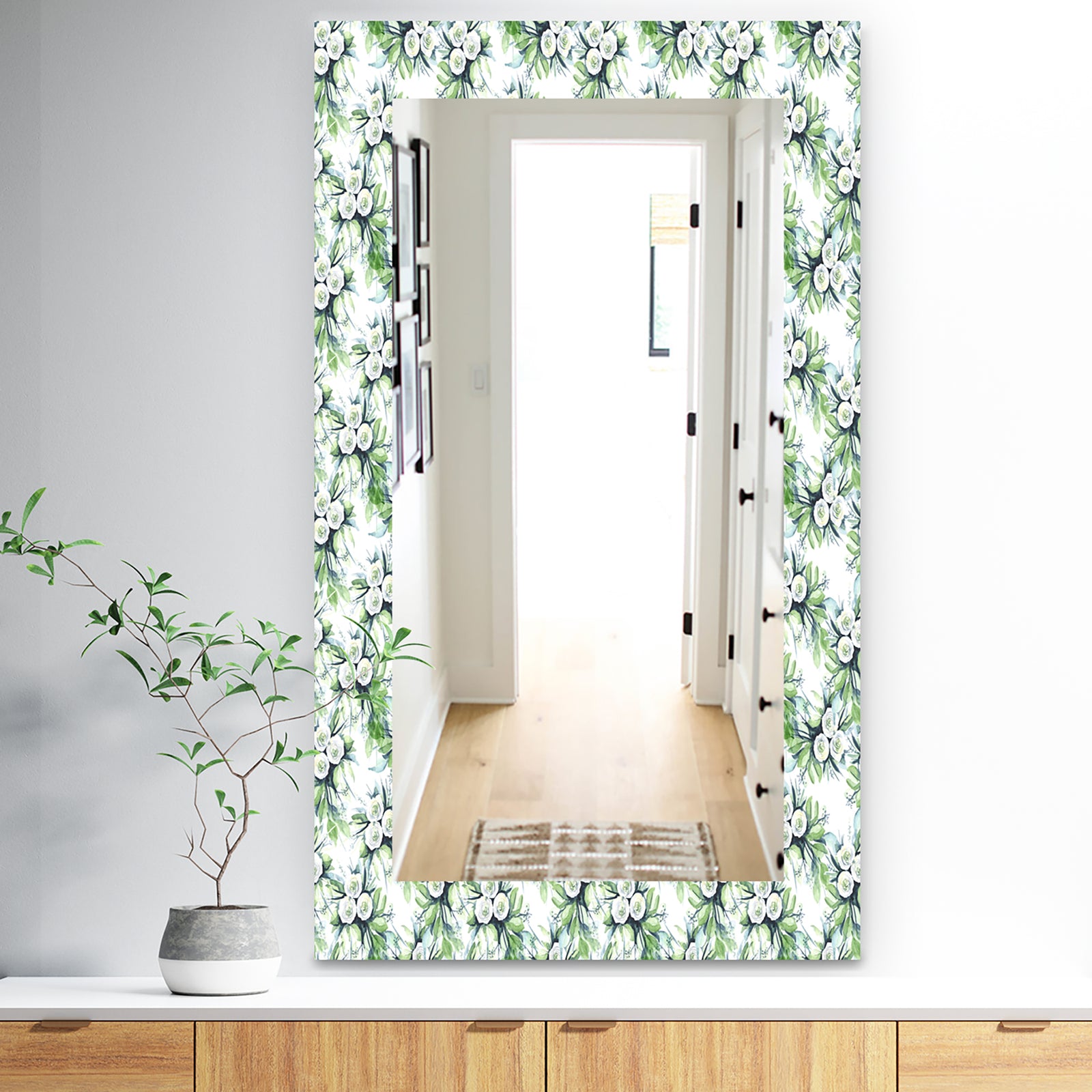Green Flowers 9 - Traditional Mirror - Wall Mirror