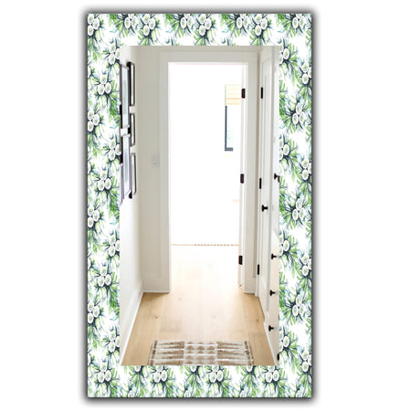 Green Flowers 9 - Traditional Mirror - Wall Mirror