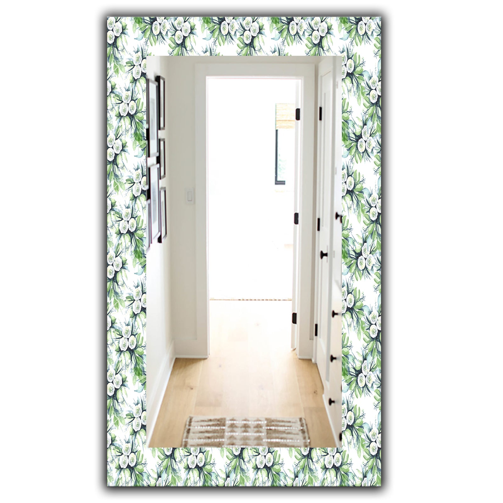 Green Flowers 9 - Traditional Mirror - Wall Mirror