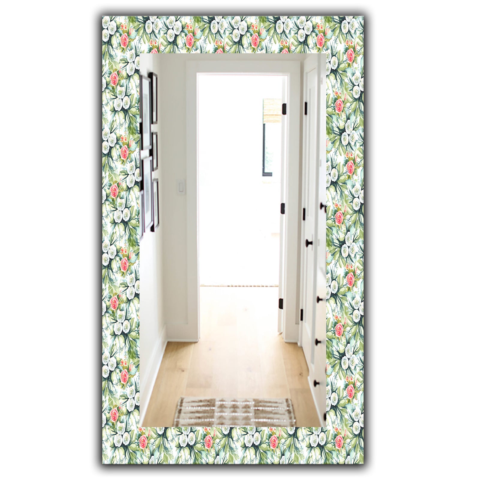Green Flowers 10 - Traditional Mirror - Vanity Mirror