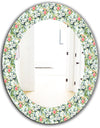 Green Flowers 10 - Traditional Mirror - Frameless Oval or Round Wall Mirror