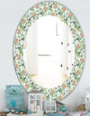 Green Flowers 10 - Traditional Mirror - Frameless Oval or Round Wall Mirror