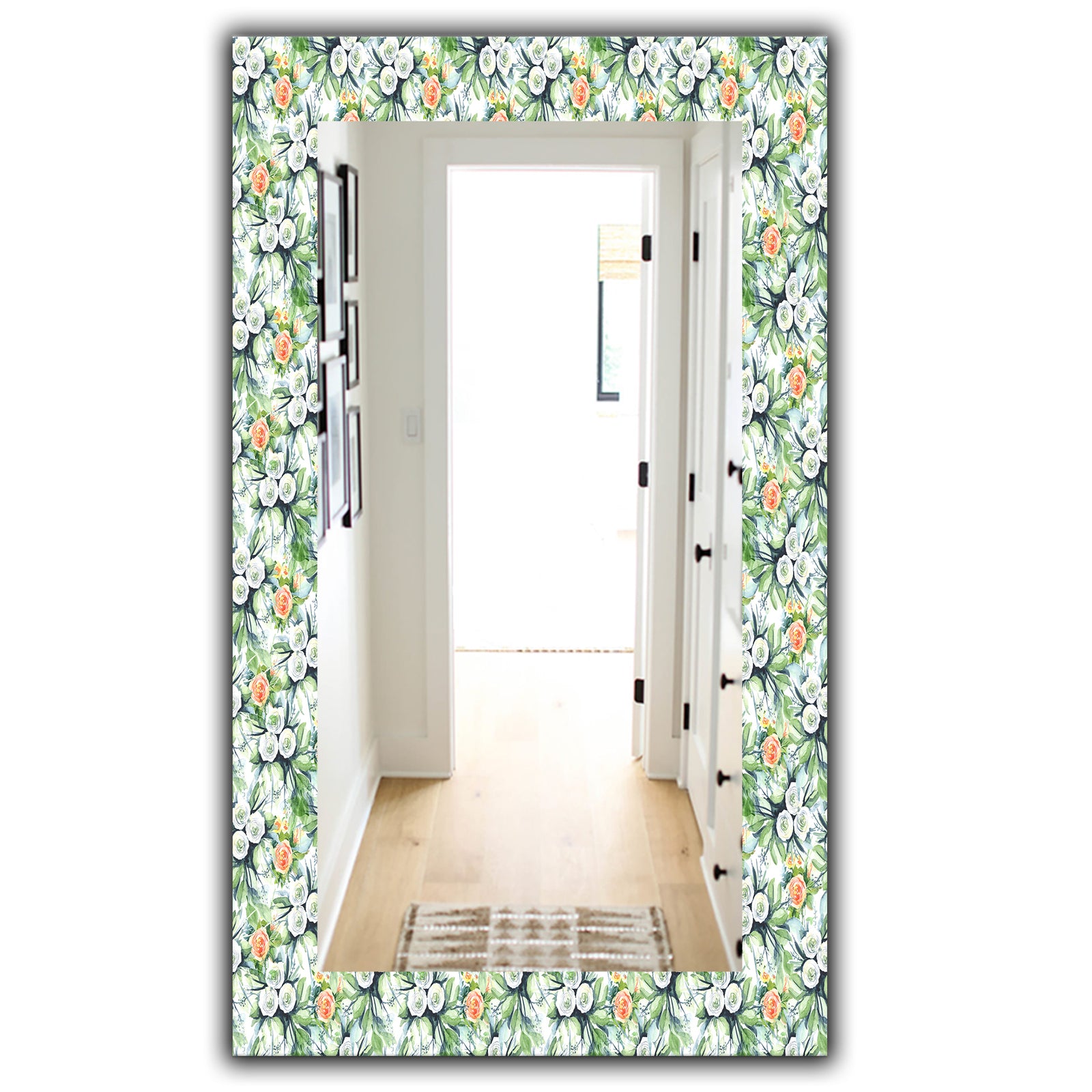 Green Flowers 11 - Traditional Mirror - Wall Mirror
