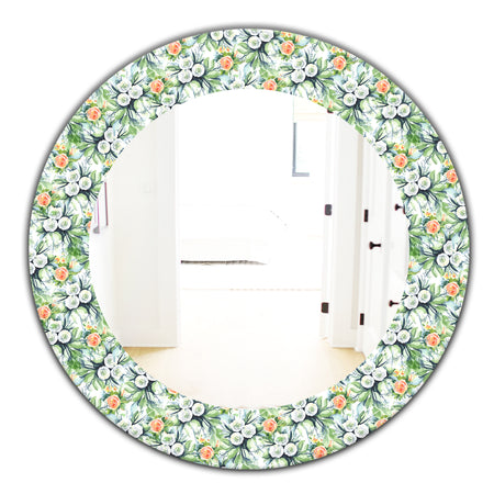 Green Flowers 11 - Traditional Mirror - Oval or Round Wall Mirror