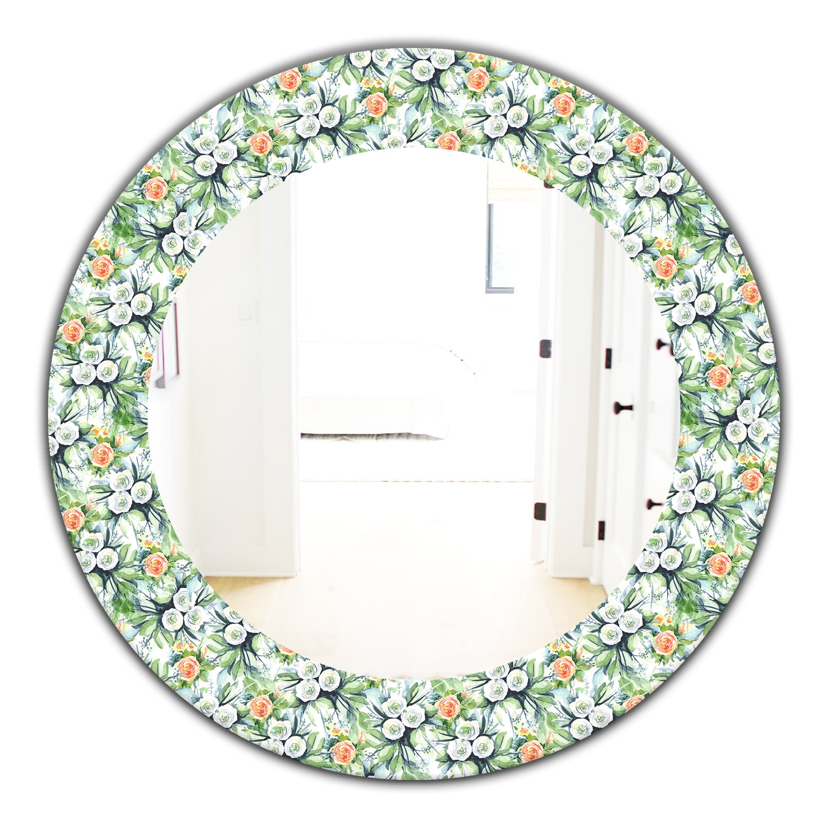 Green Flowers 11 - Traditional Mirror - Oval or Round Wall Mirror