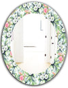 Green Flowers 12 - Traditional Mirror - Frameless Oval or Round Wall Mirror