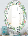 Green Flowers 12 - Traditional Mirror - Frameless Oval or Round Wall Mirror