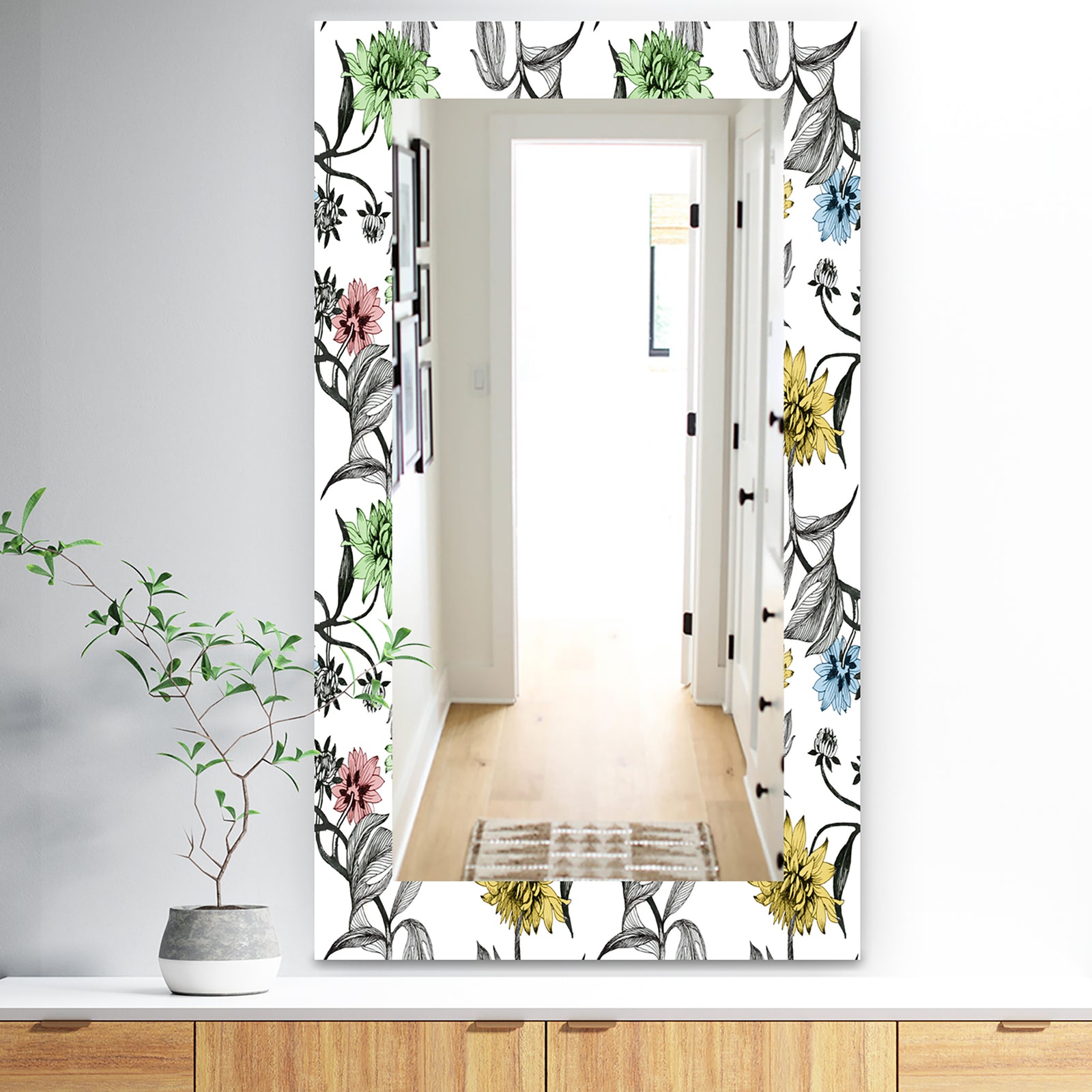 Vintage Flowers 3 - Traditional Mirror - Wall Mirror