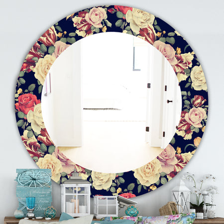 Obsidian Bloom 4 - Farmhouse Mirror - Oval or Round Wall Mirror
