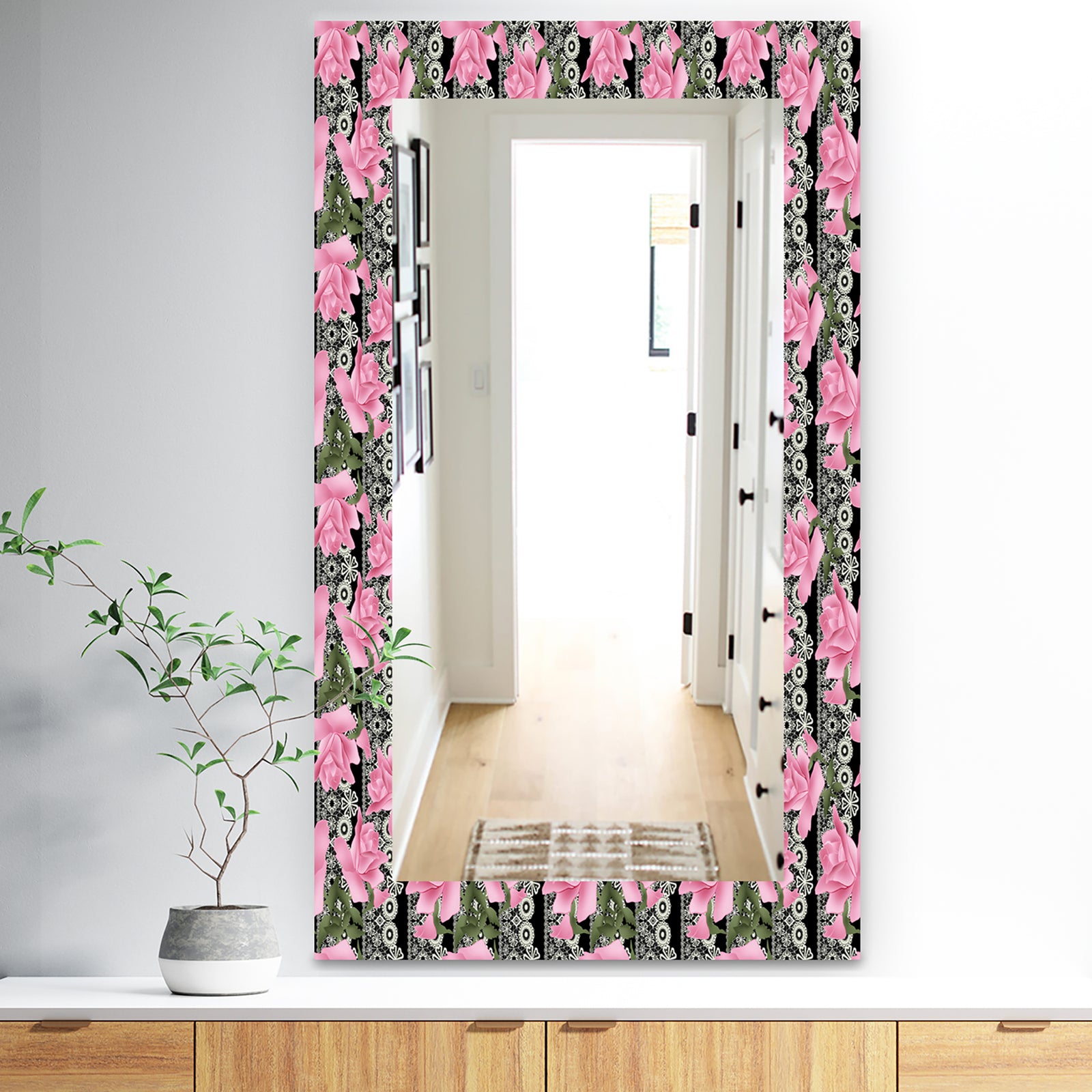 Pink Blossom 6 - Traditional Mirror - Frameless Wall Mirror