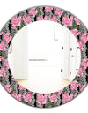 Pink Blossom 6 - Traditional Mirror - Frameless Oval or Round Wall Mirror