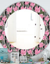 Pink Blossom 6 - Traditional Mirror - Frameless Oval or Round Wall Mirror