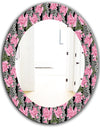 Pink Blossom 6 - Traditional Mirror - Frameless Oval or Round Wall Mirror