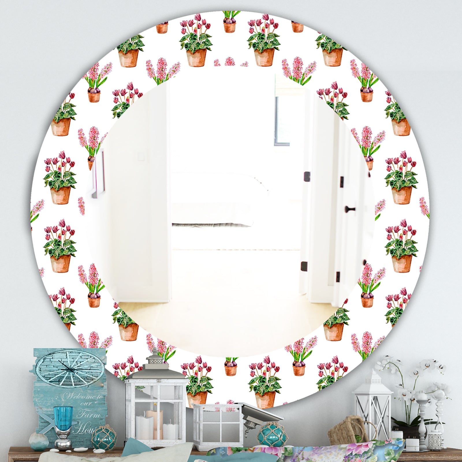 Home Flower - Traditional Mirror - Oval or Round Wall Mirror
