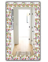 Pattern With Flowers and Birds - Traditional Mirror - Vanity Mirror