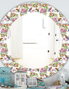 Pattern With Flowers and Birds - Traditional Mirror - Oval or Round Wall Mirror