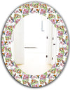 Pattern With Flowers and Birds - Traditional Mirror - Oval or Round Wall Mirror