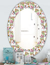 Pattern With Flowers and Birds - Traditional Mirror - Oval or Round Wall Mirror