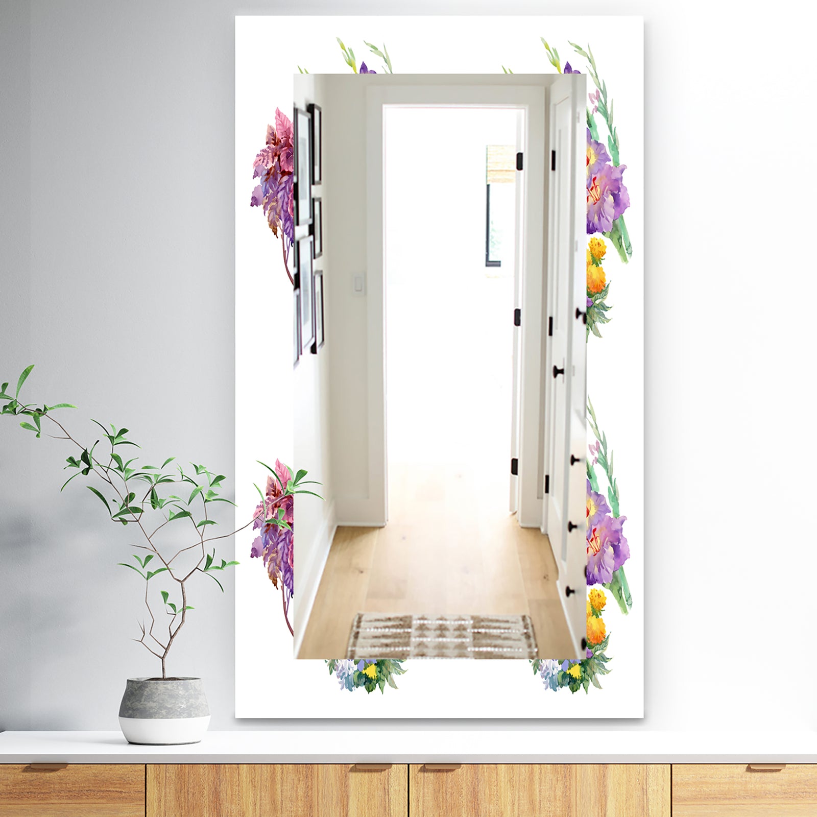 Pink Blossom 7 - Traditional Mirror - Frameless Vanity Mirror