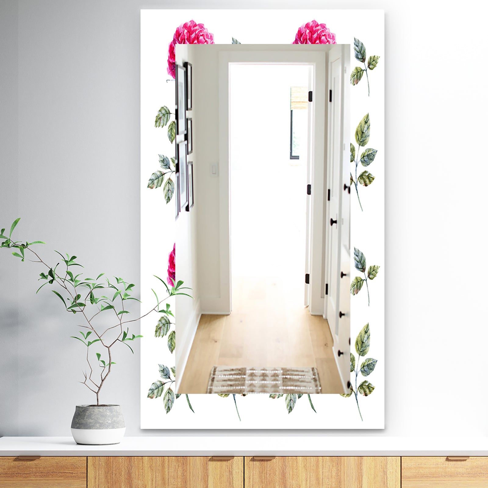 Pink Blossom 8 - Traditional Mirror - Frameless Wall Mirror