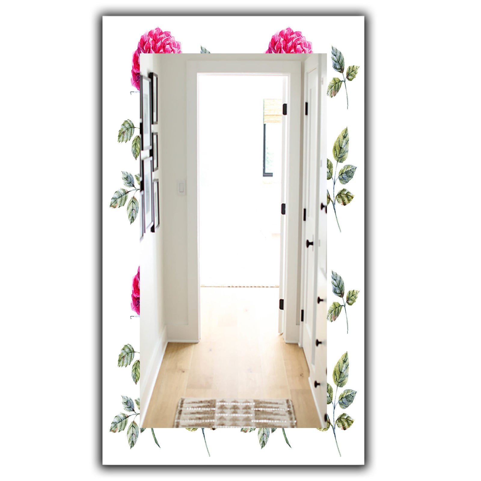 Pink Blossom 8 - Traditional Mirror - Frameless Wall Mirror