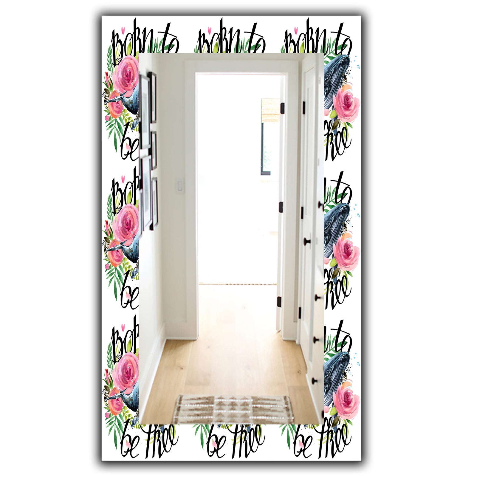 Whale and Roses - Traditional Mirror - Vanity Mirror