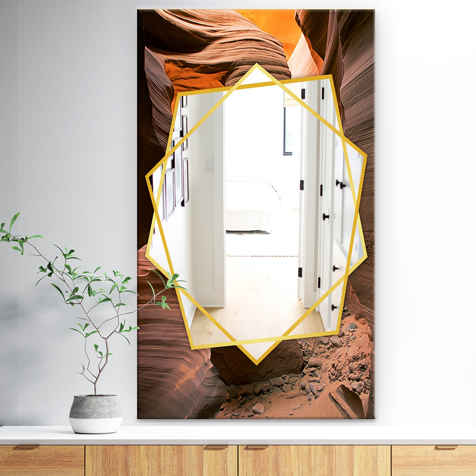 Lower Antelope Slot Canyon In Reflected Sunlight - Traditional Mirror - Wall Mirror