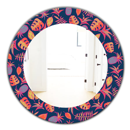 Tropical Mood Pineapple 1 - Bohemian and Eclectic Mirror - Oval or Round Wall Mirror