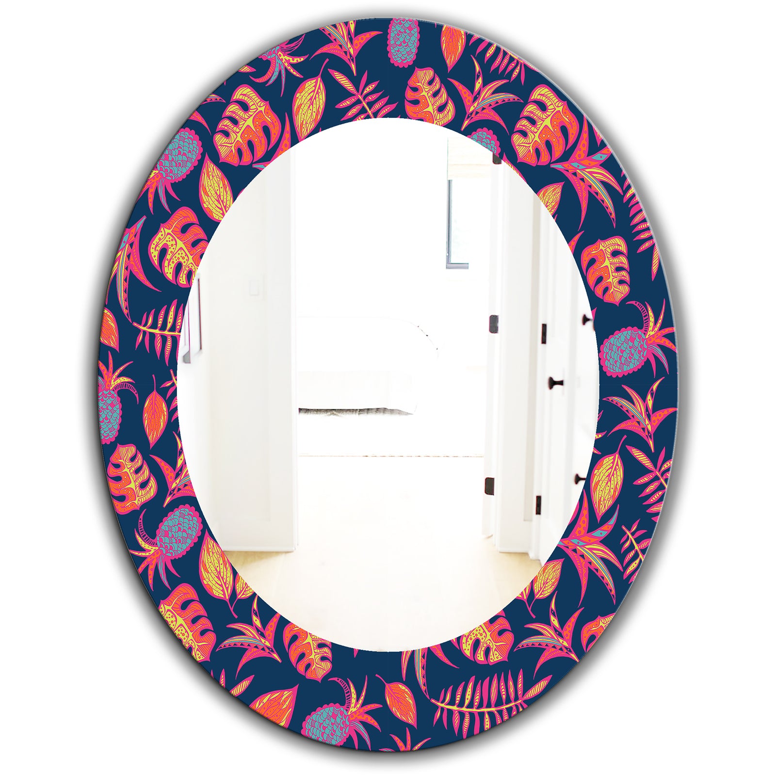 Tropical Mood Pineapple 1 - Bohemian and Eclectic Mirror - Oval or Round Wall Mirror