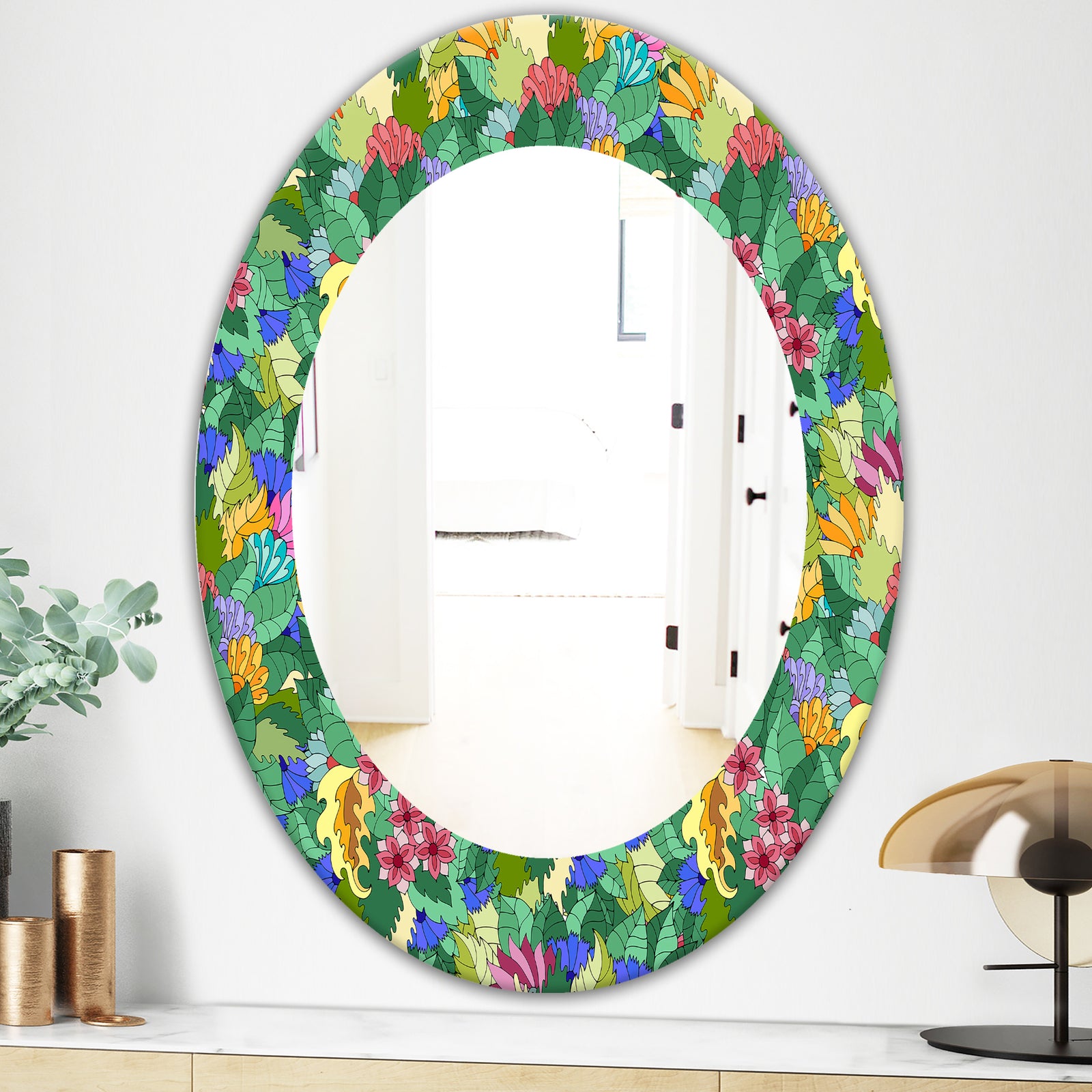 Tropical Mood Foliage 1 - Modern Mirror - Oval or Round Wall Mirror