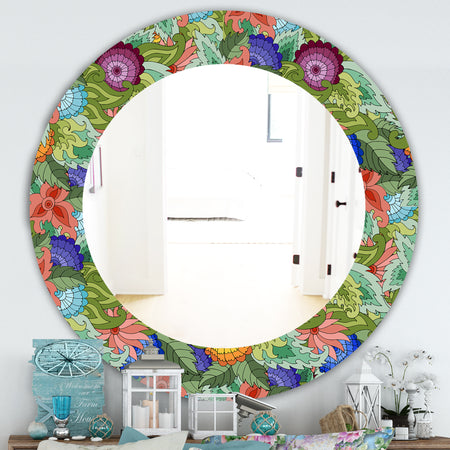 Tropical Mood Foliage 2 - Traditional Mirror - Frameless Oval or Round Wall Mirror