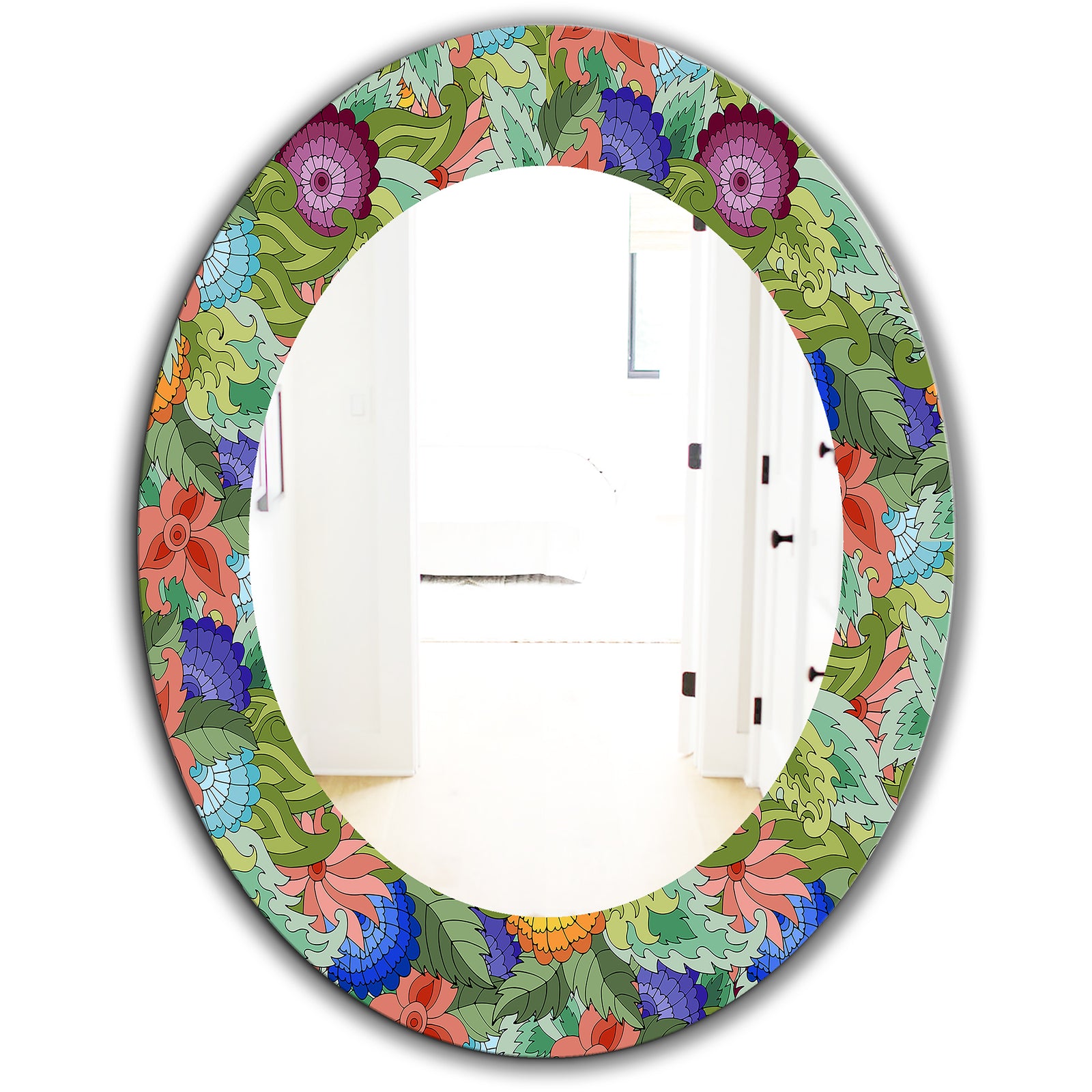 Tropical Mood Foliage 2 - Traditional Mirror - Frameless Oval or Round Wall Mirror