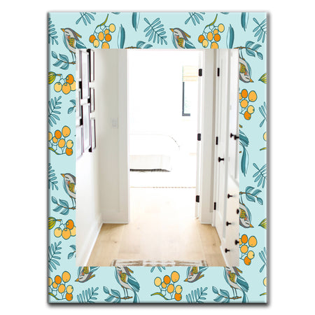 Decorative With Birds, Berries - Farmhouse Mirror - Wall Mirror