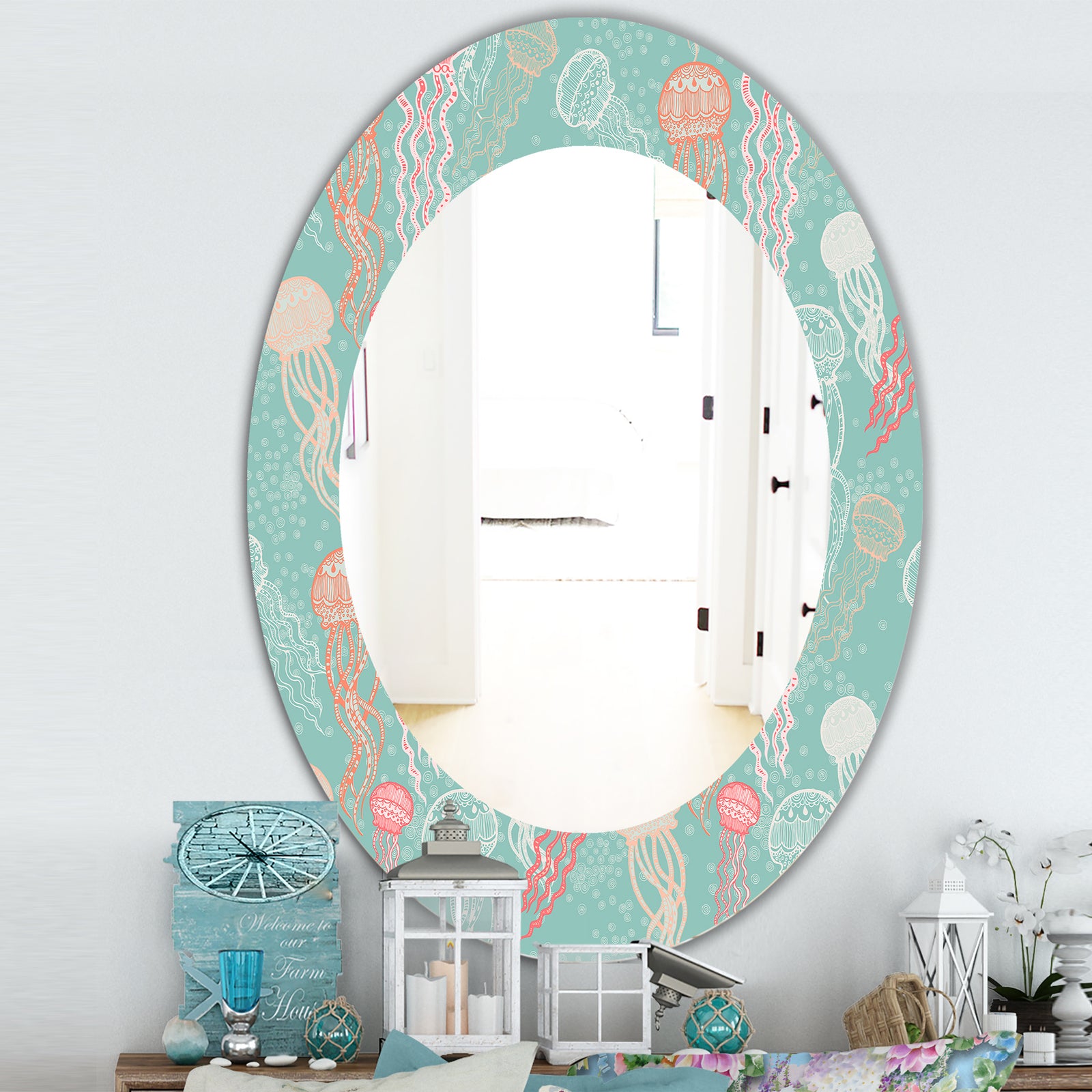 Costal Creatures 3 - Traditional Mirror - Oval or Round Wall Mirror
