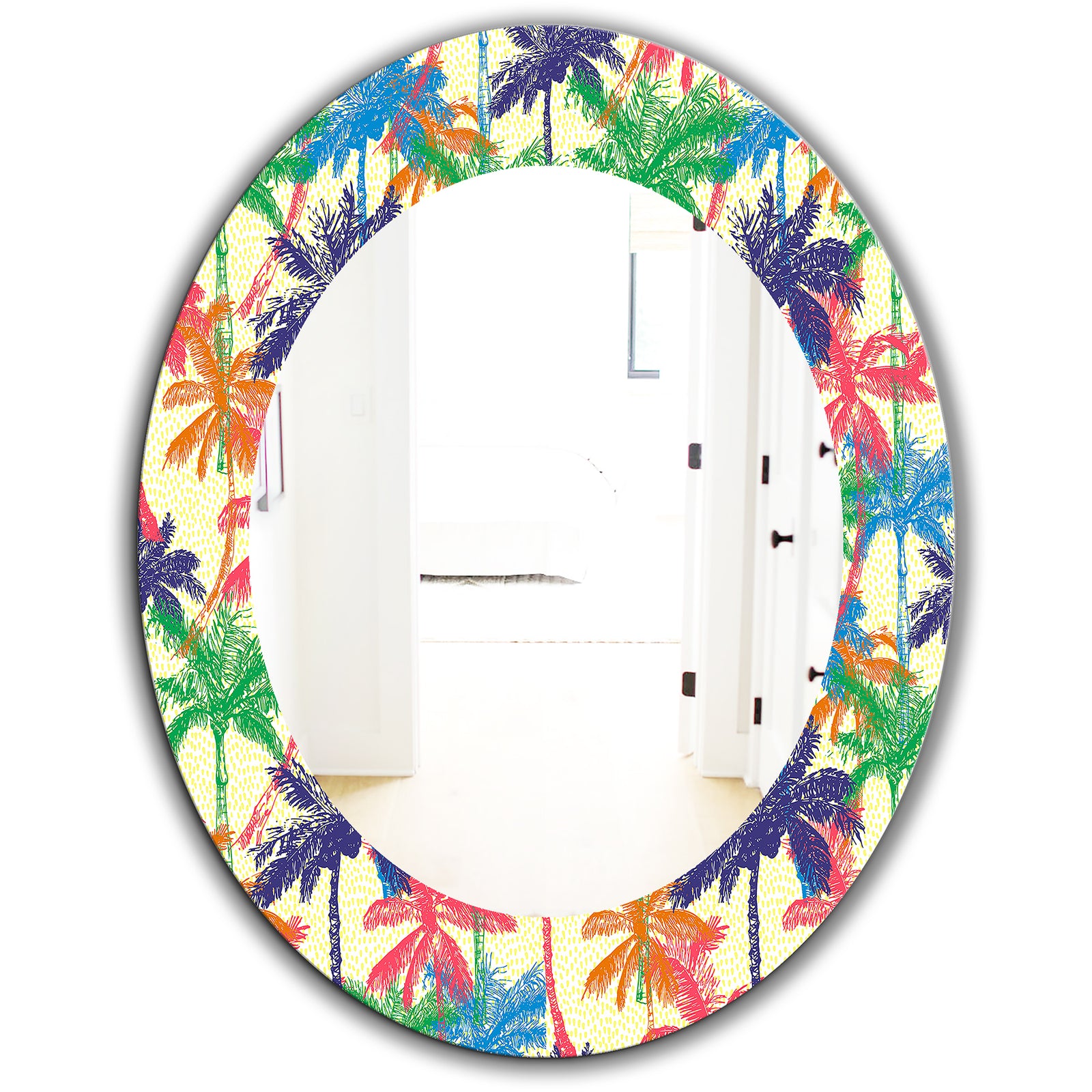 Tropical Mood Foliage 3 - Bohemian and Eclectic Mirror - Oval or Round Wall Mirror