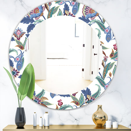 Tropical Mood Blue 1 - Bohemian and Eclectic Mirror - Oval or Round Wall Mirror