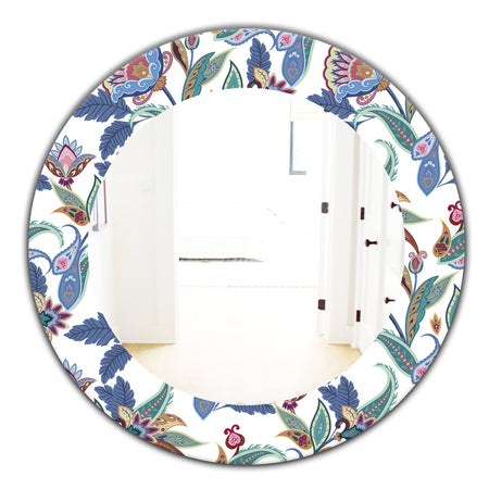 Tropical Mood Blue 1 - Bohemian and Eclectic Mirror - Oval or Round Wall Mirror