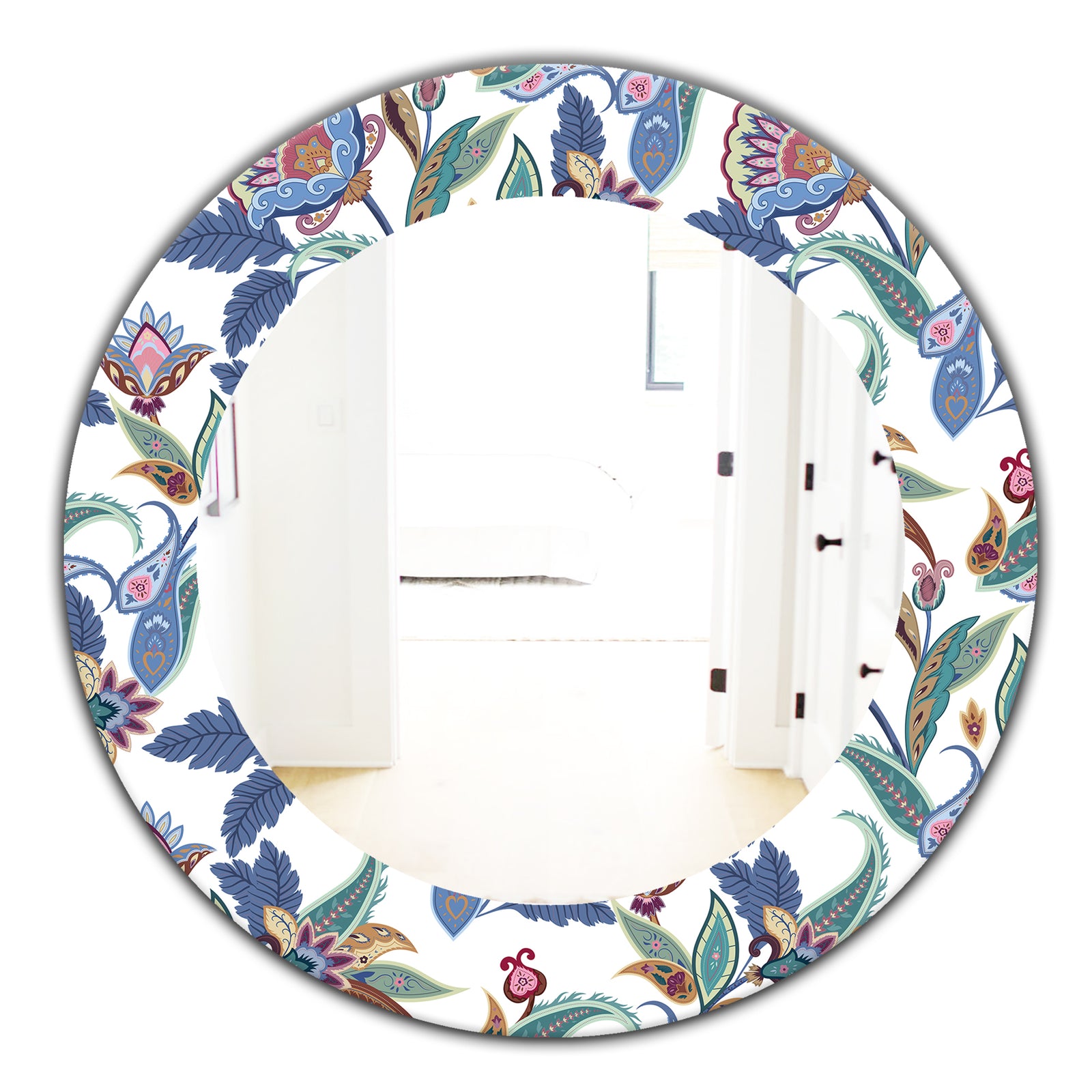 Tropical Mood Blue 1 - Bohemian and Eclectic Mirror - Oval or Round Wall Mirror