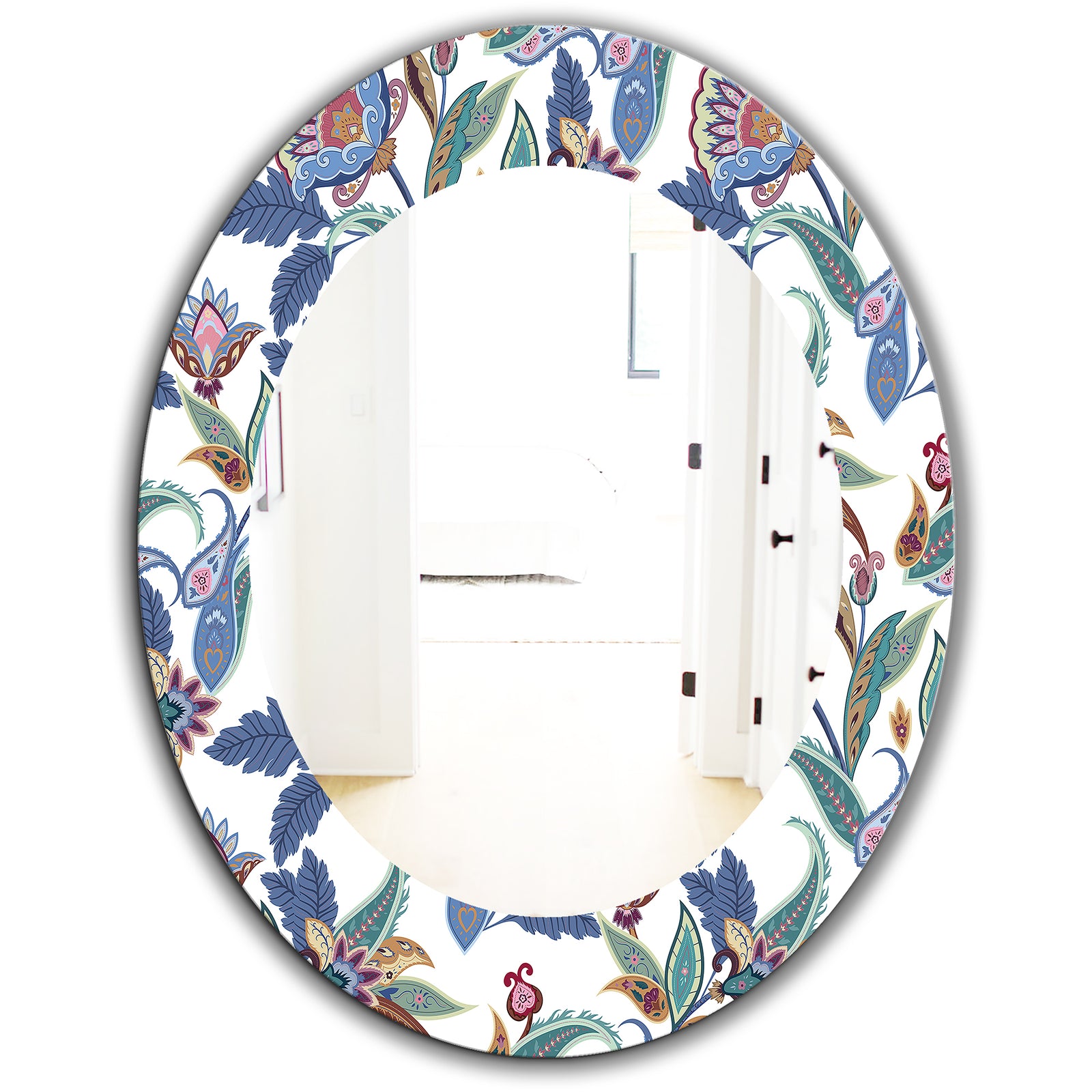 Tropical Mood Blue 1 - Bohemian and Eclectic Mirror - Oval or Round Wall Mirror