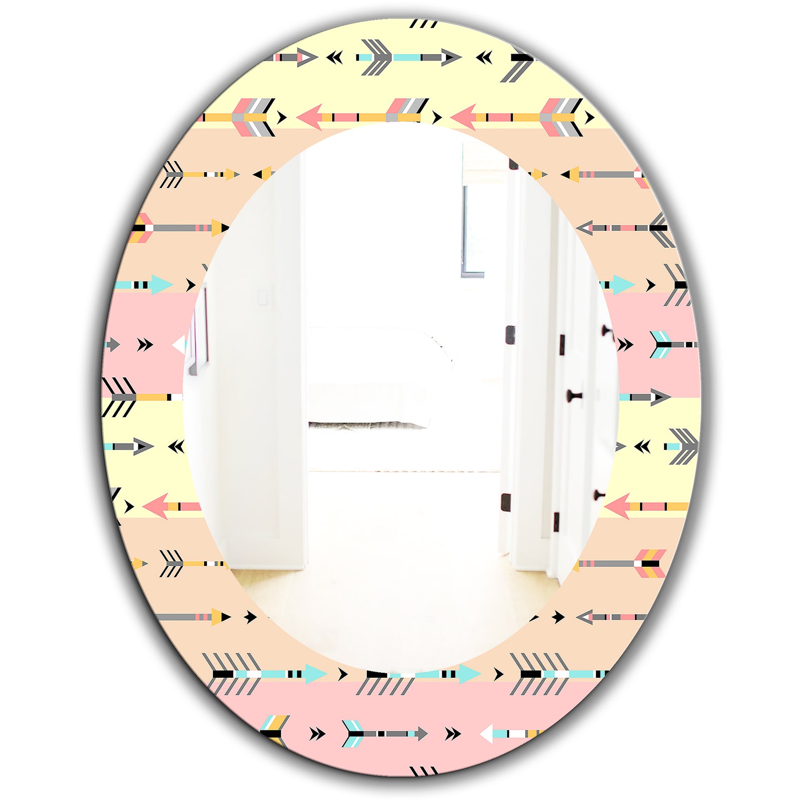 Pink Spheres 1 - Bohemian and Eclectic Mirror - Frameless Oval or Round Wall Mirror