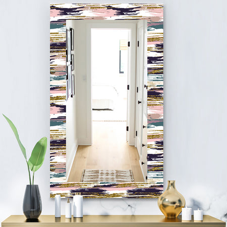 Gold Glitter Textured Brush Strokes and Stripes - Modern Mirror - Wall Mirror