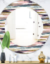 Gold Glitter Textured Brush Strokes and Stripes - Modern Mirror - Oval or Round Wall Mirror