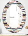 Gold Glitter Textured Brush Strokes and Stripes - Modern Mirror - Oval or Round Wall Mirror