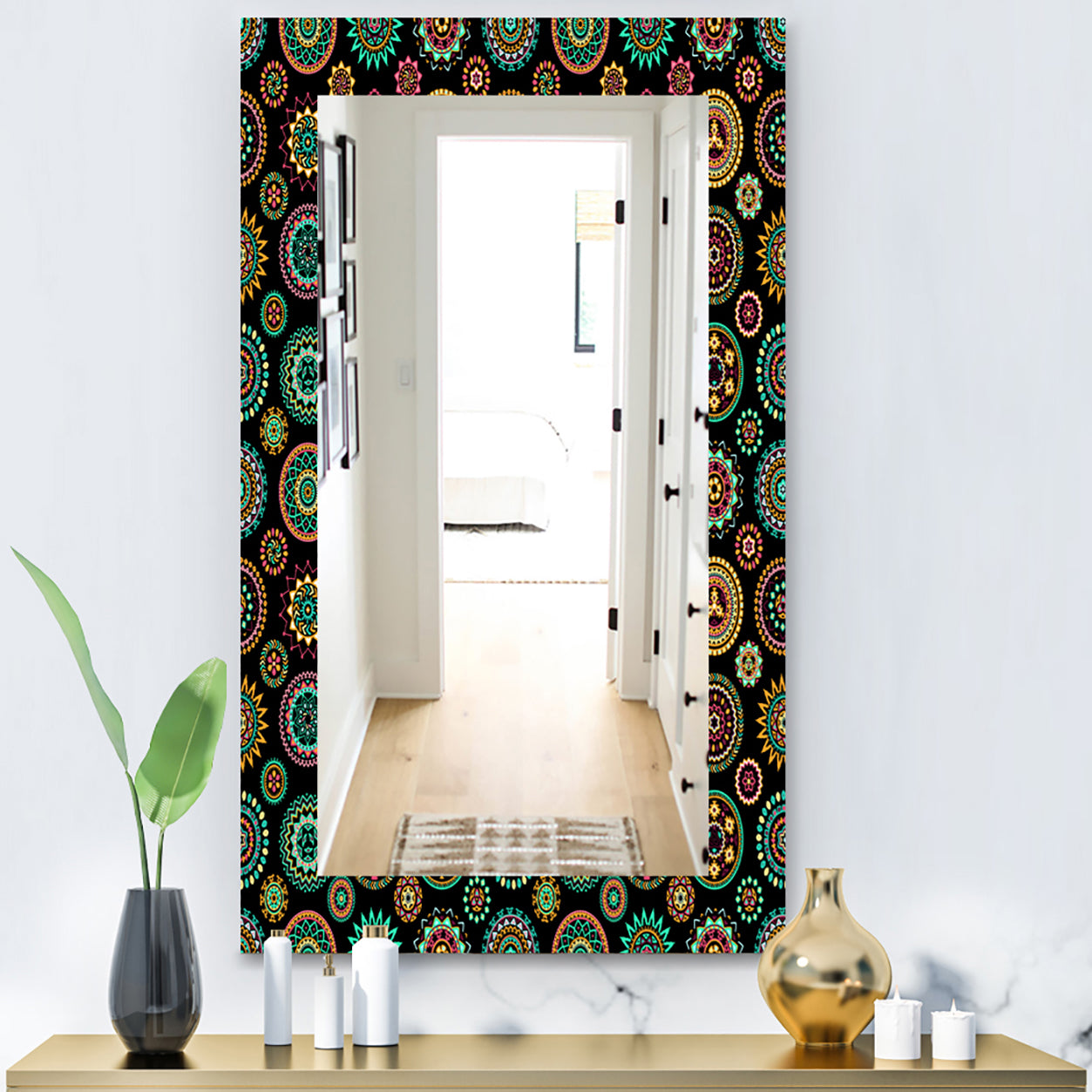 Obsidian Impressions 1 - Bohemian and Eclectic Mirror - Modern Wall Mirror